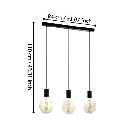 Eglo - Candelabro num fio 3xE27/40W/230V