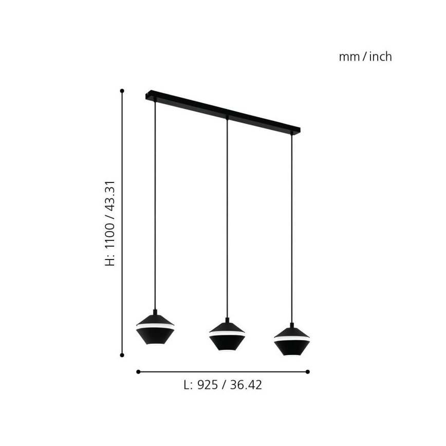 Eglo 98682 - Lustre LED suspenso por cabo PERPIGO 3xGU10/5W/230V