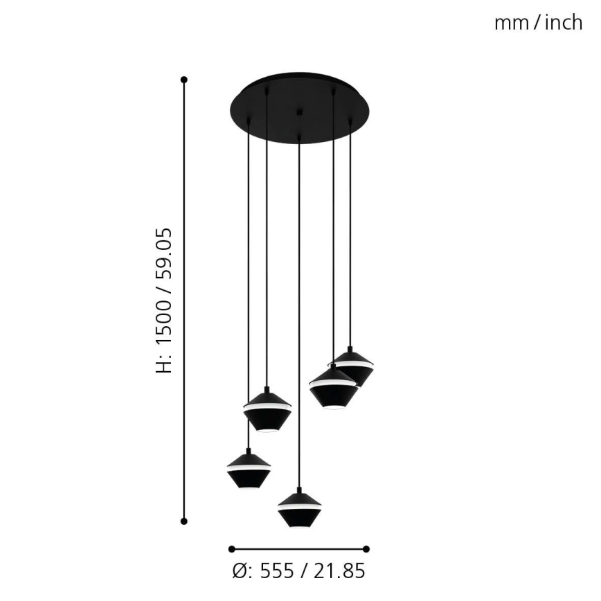 Eglo 98683 - Lustre pendente LED PERPIGO em cabo 5xGU10/5W/230V