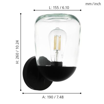 Eglo - Luz de parede de exterior 1xE27/60W/230V IP44