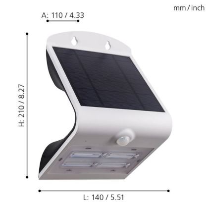 Eglo - Luminária solar LED com sensor LED/3,2W/3,7V 2000 mAh IP54