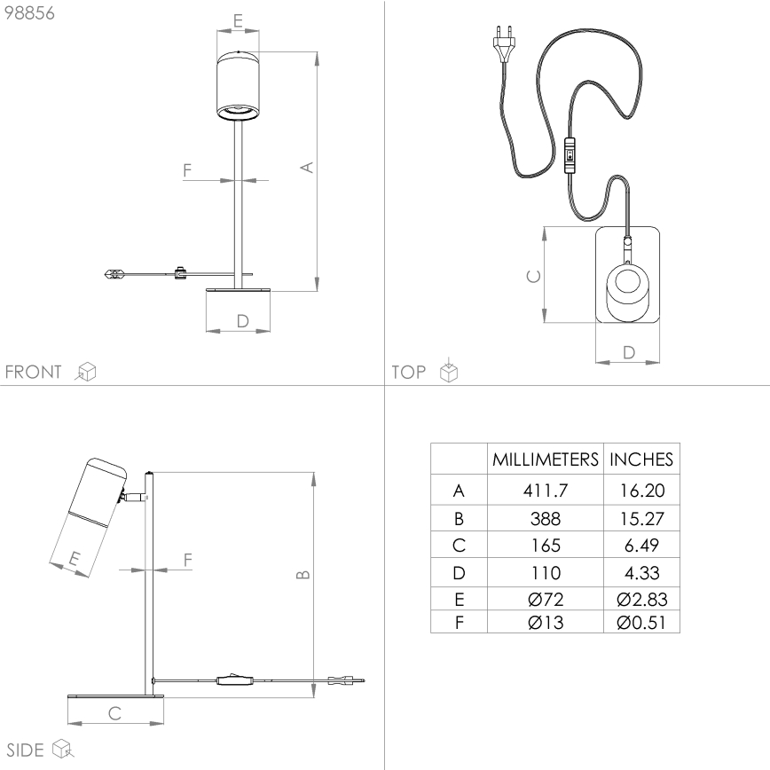 Eglo - Candeeiro de mesa LED 1xGU10/4,5W/230V branco