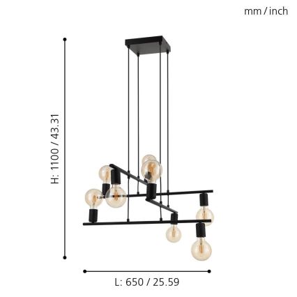 Eglo - Candelabro num fio 8xE27/40W/230V