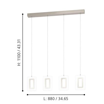 Eglo 99107 - Lustre LED suspenso por cabo ENALURI 4xLED/5,4W/230V