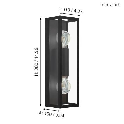 Eglo - Iluminação de parede para casa de banho 2xE27/60W/230V IP44