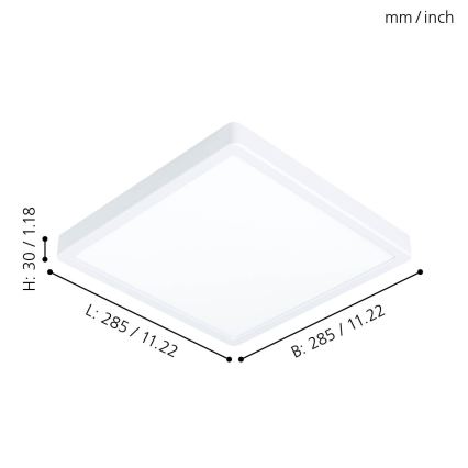 Eglo - Luminária de Teto LED/20W/230V 28,5x28,5 cm