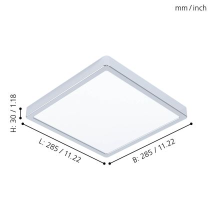 Eglo - Candeeiro de tecto LED para casa de banho LED/20W/230V IP44 28,5x28,5 cm