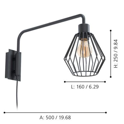 Eglo 99349 - Aplique de parede TABILLANO 1xE27/40W/230V