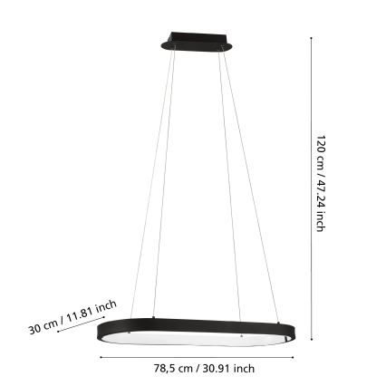 Eglo - Candelabro suspenso LED com regulação CODRIALES LED/30W/230V