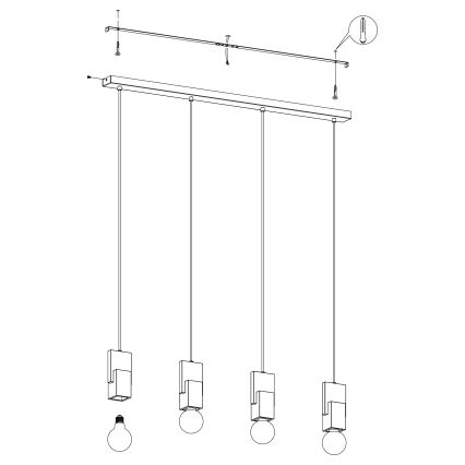 Eglo 99532 - Lustre suspenso em cabo LOBATIA 4xE27/40W/230V