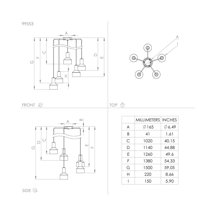 Eglo - Candelabro suspenso 5xE27/40W/230V