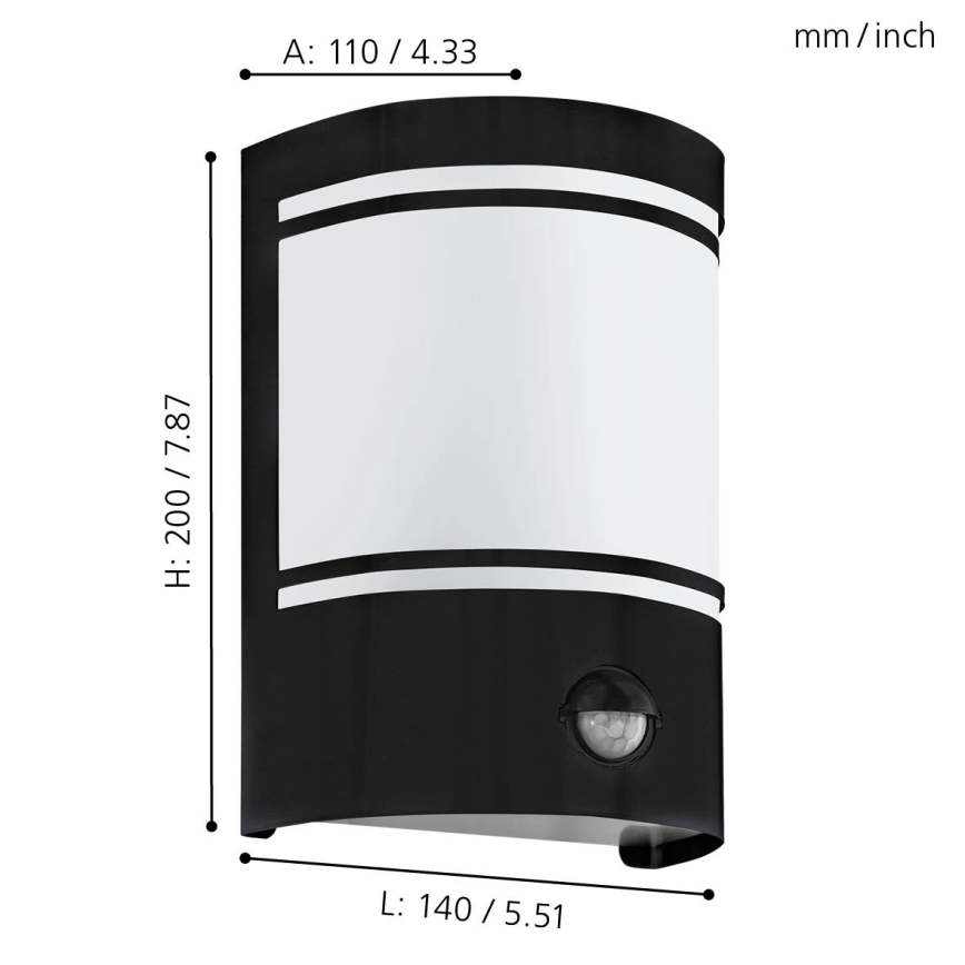 Eglo - Iluminação de parede exterior com sensor 1xE27/40W/230V IP44