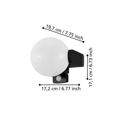 Eglo 99573 - Aplique de parede para exterior com sensor RUBIO 1xE27/15W/230V IP44