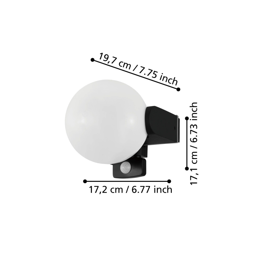 Eglo 99573 - Aplique de parede para exterior com sensor RUBIO 1xE27/15W/230V IP44