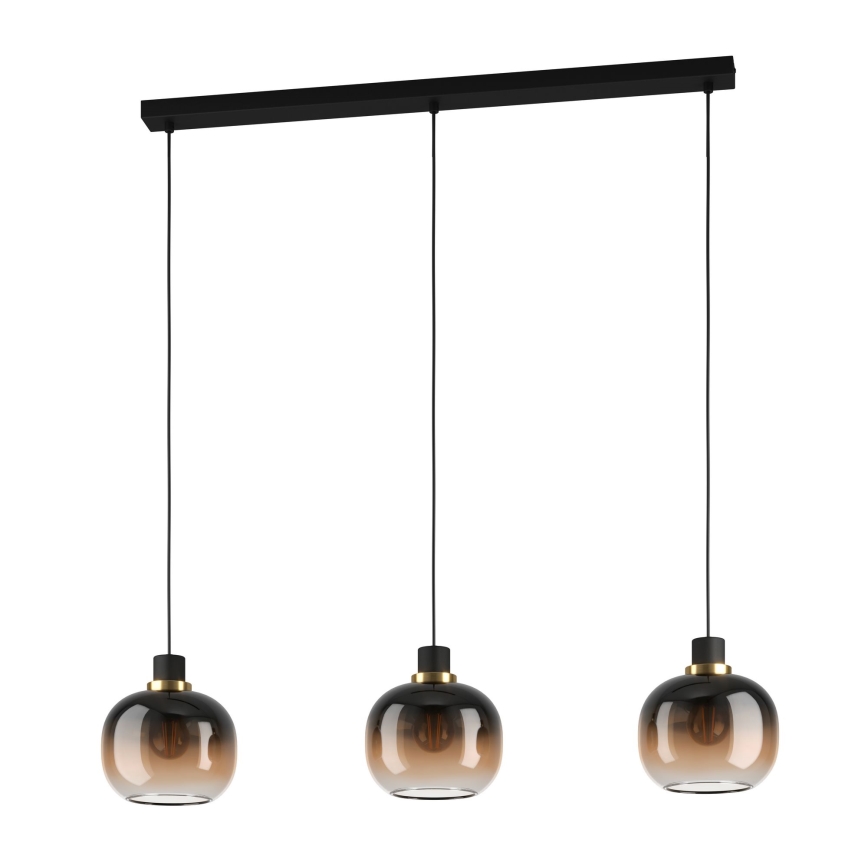 Eglo - Candelabro suspenso 3xE27/40W/230V castanho