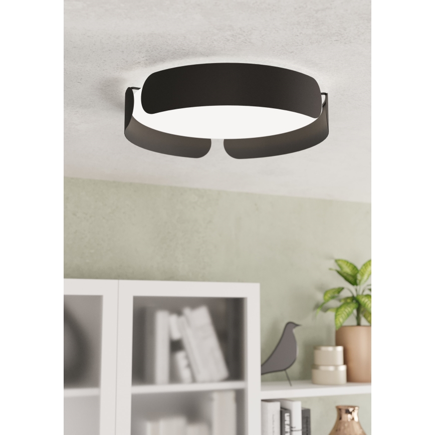 Eglo - Candeeiro de teto LED, 20 W, 230 V, Ø 37 cm, preto