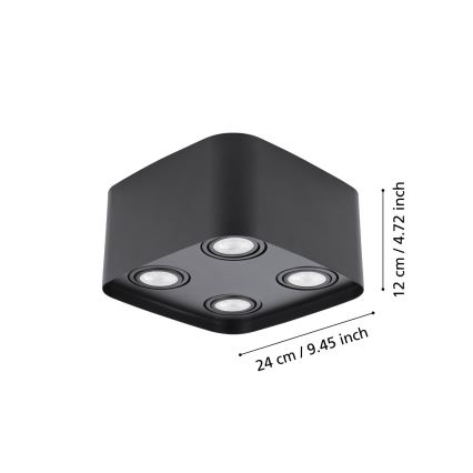 Eglo - Luminária de embutir LED RGBW regulável 4xGU10/5W/230V ZigBee