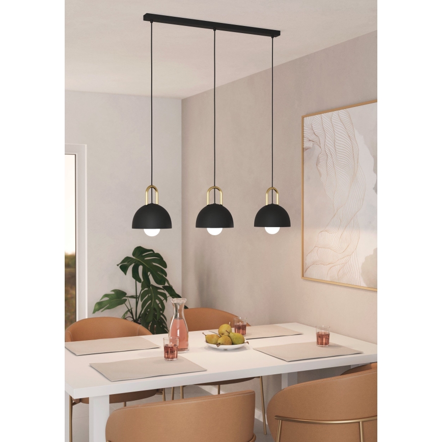 Eglo - Candelabro suspenso 3xE27/40W/230V preto