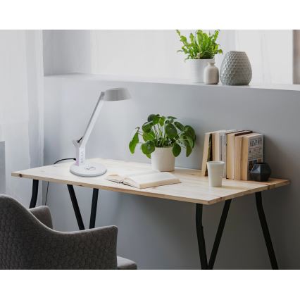 Eglo - Candeeiro de mesa táctil LED com regulação e carregamento sem fios LED/4,8W/230V branco