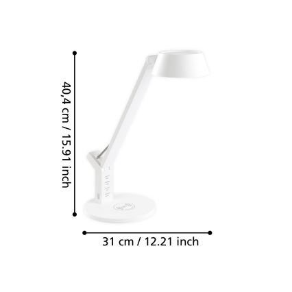 Eglo - Candeeiro de mesa táctil LED com regulação e carregamento sem fios LED/4,8W/230V branco