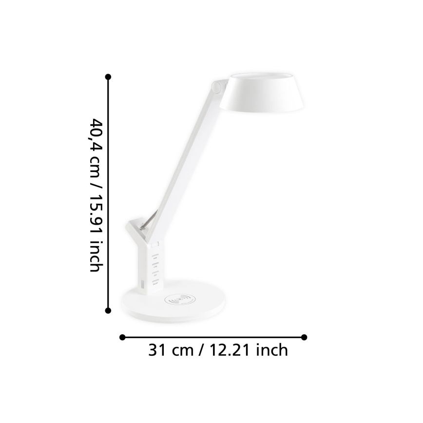 Eglo - Candeeiro de mesa táctil LED com regulação e carregamento sem fios LED/4,8W/230V branco