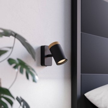 Eglo - Aplique de parede direcionável para casa de banho 1xGU10/3W/230V IP44 preto/bege