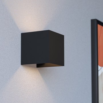 Eglo - Aplique de parede exterior LED recarregável e dimerizável com sensor de movimento e de crepúsculo LED/2,2W/5V IP44 preto