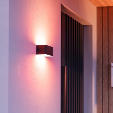 Eglo - Aplique de parede exterior LED RGBW regulável, 10W, 230V, 2700–6500K, IP55, preto