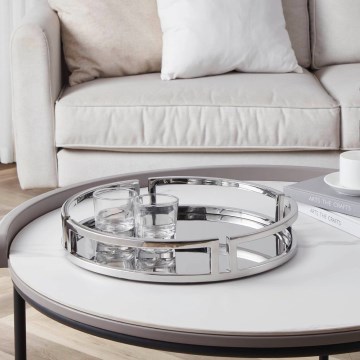 Eglo - Bandeja decorativa diâmetro 38 cm cromado brilhante
