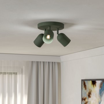 Eglo - Candeeiro de focos 3xE14/40W/230V Ø 25 cm verde