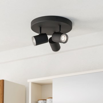 Eglo - Candeeiro de focos para casa de banho 3xGU10/5W/230V IP44 preto