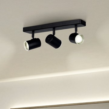 Eglo - Candeeiro de focos para casa de banho 3xGU10/5W/230V IP44 preto