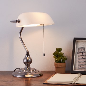 Eglo - Candeeiro de mesa 1xE27/60W/230V branco/cromado brilhante