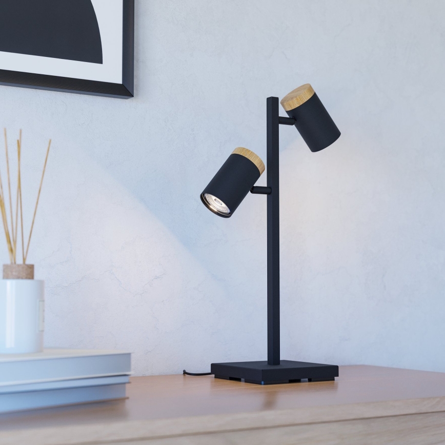 Eglo - Candeeiro de mesa LED 2xGU10/4,5W/230V 3000K preto/castanho