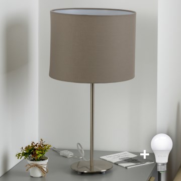 Eglo - Candeeiro de mesa LED TUNJA 1xE27/60W/230V 38,5 cm cromo mate/taupe