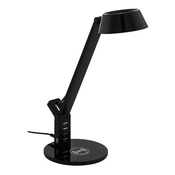 Eglo - Candeeiro de mesa táctil LED com regulação e carregamento sem fios LED/4,8W/230V preto