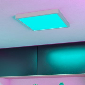 Eglo - Candeeiro de tecto LED RGBW dimerizável para casa de banho LED/13,5W/230V 2700-6500K 29,5x29,5 cm IP44 branco