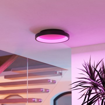 Eglo - Candeeiro de teto LED RGBW dimerizável LED/19,6W/230V 2700-6500K Ø 35 cm preto