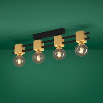 Eglo - Candeeiro integrado 4xE27/40W/230V preto/castanho