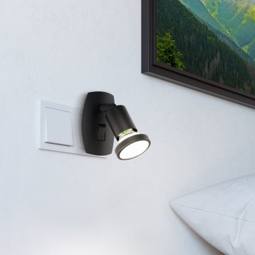 Eglo - Candeeiro LED de tomada 1xGU10/4,5W/230V preto