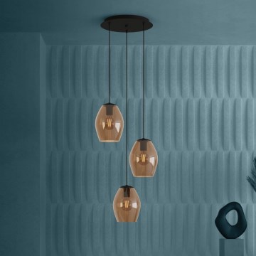 Eglo - Candeeiro suspenso 3xE27/40W/230V castanho