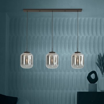 Eglo - Candeeiro suspenso 3xE27/40W/230V fumado