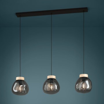 Eglo - Candeeiro suspenso 3xE27/40W/230V fumado