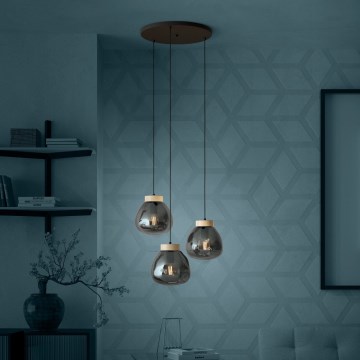 Eglo - Candeeiro suspenso 3xE27/40W/230V fumado