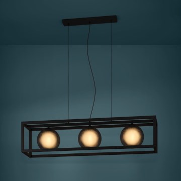 Eglo - Candeeiro suspenso 3xE27/40W/230V fumado/preto
