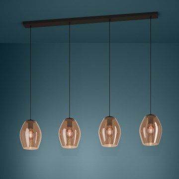 Eglo - Candeeiro suspenso 4xE27/40W/230V castanho