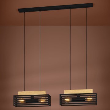 Eglo - Candeeiro suspenso 4xE27/40W/230V preto/castanho