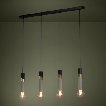 Eglo - Candeeiro suspenso 4xE27/40W/230V preto/dourado