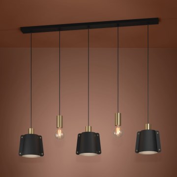 Eglo - Candeeiro suspenso 5xE27/40W/230V preto/dourado