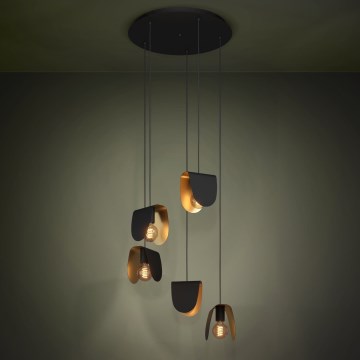 Eglo - Candeeiro suspenso 5xE27/40W/230V preto/dourado